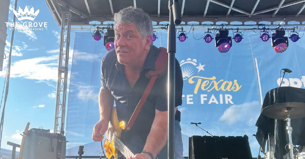 Gary Patrick performing live music at The Grove Kitchen & Gardens in Tyler, Texas